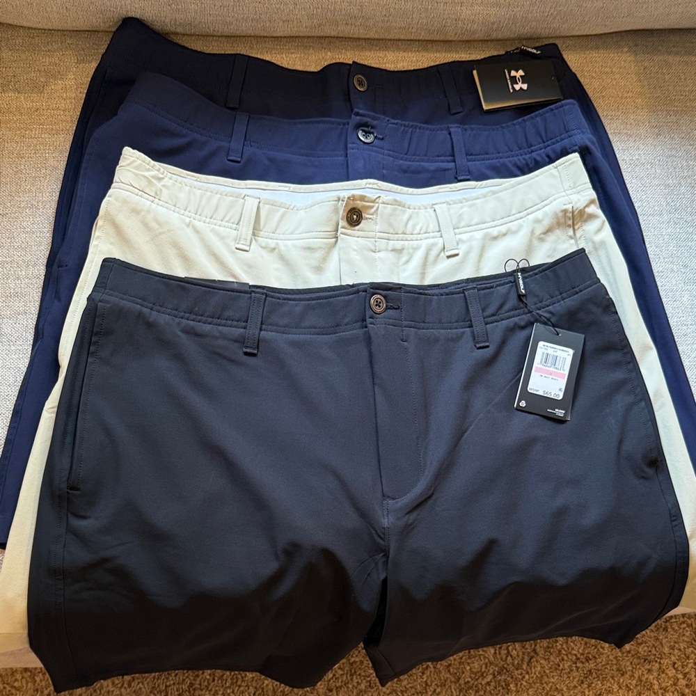 (4) Under Armour Men's Shorts - Blue(2), Beige, Black